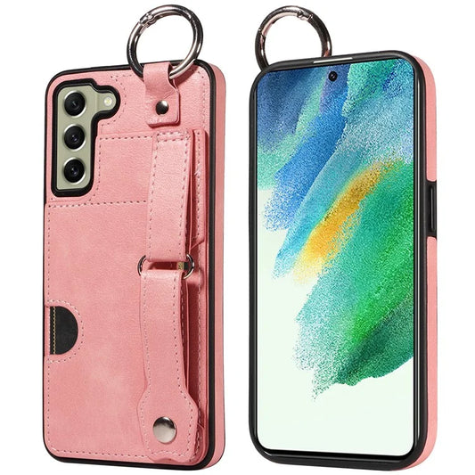 008 For Samsung Galaxy S21 FE 5G Case Anti-Scratch Leather TPU Phone Cover with Kickstand