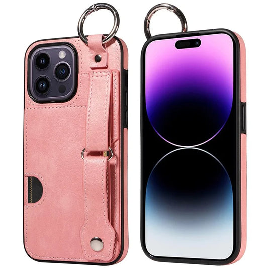 008 For iPhone 14 Pro Max Case Protective Leather+TPU Phone Cover with Kickstand