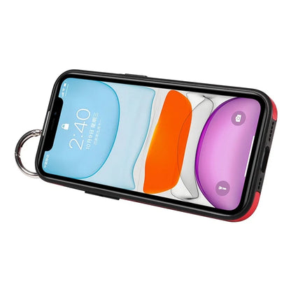 008 For iPhone 11 Case Leather Coated TPU Phone Cover with Wristband Kickstand