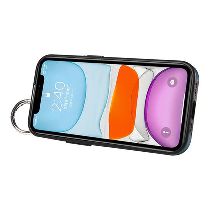 008 For iPhone 11 Case Leather Coated TPU Phone Cover with Wristband Kickstand