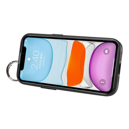 008 For iPhone 11 Case Leather Coated TPU Phone Cover with Wristband Kickstand