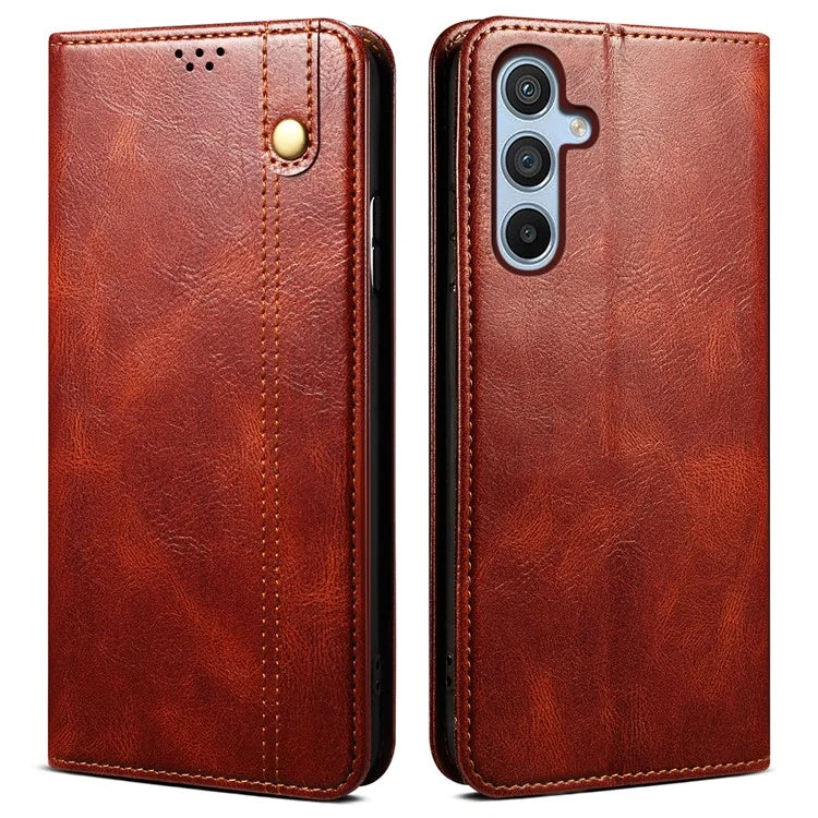 For Samsung Galaxy M55 5G / C55 5G / F55 5G Case Waxy Crazy Horse Texture Phone Cover with Magnetic Clasp