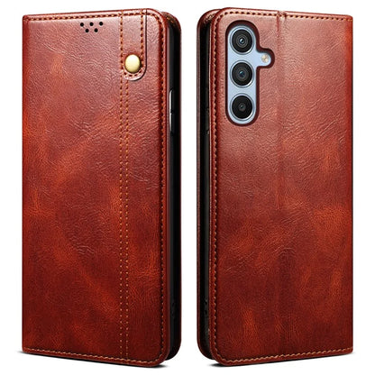 For Samsung Galaxy M55 5G / C55 5G / F55 5G Case Waxy Crazy Horse Texture Phone Cover with Magnetic Clasp