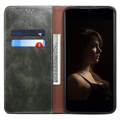 For Samsung Galaxy M55 5G / C55 5G / F55 5G Case Waxy Crazy Horse Texture Phone Cover with Magnetic Clasp
