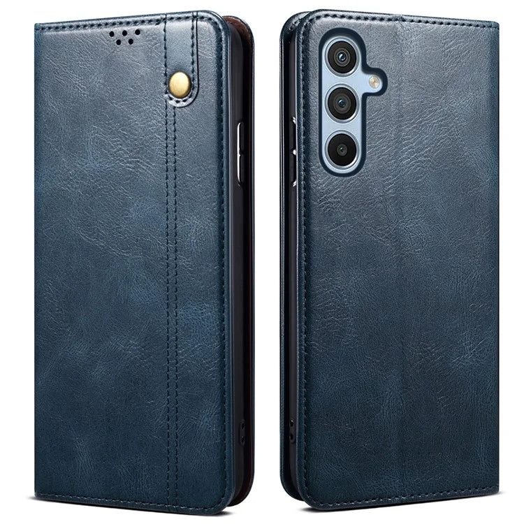 For Samsung Galaxy M55 5G / C55 5G / F55 5G Case Waxy Crazy Horse Texture Phone Cover with Magnetic Clasp