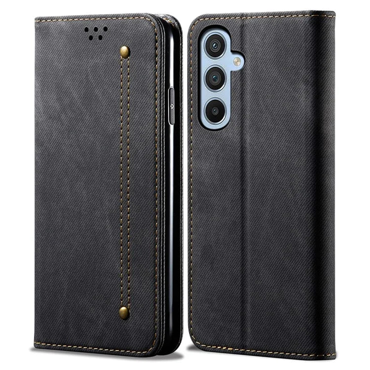 For Samsung Galaxy M15 5G / F15 5G Case Jeans Cloth Texture Leather Wallet Phone Cover