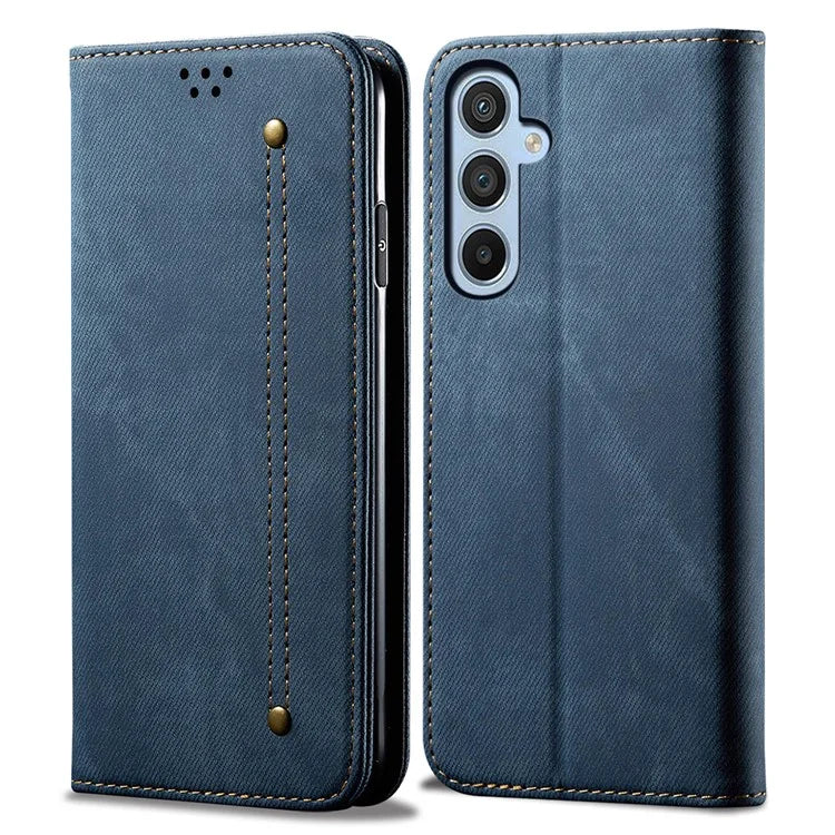 For Samsung Galaxy M15 5G / F15 5G Case Jeans Cloth Texture Leather Wallet Phone Cover