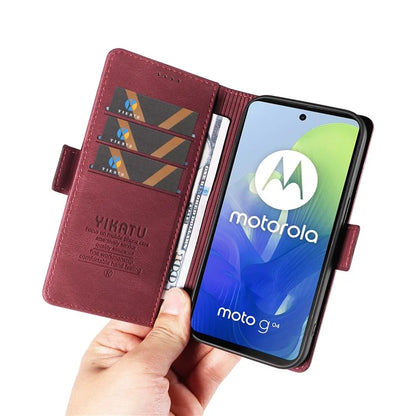 YIKATU YK-005 For Motorola Moto E14 4G / G04 4G / G04s 4G / G24 4G Case Soft Skin-Touch Leather Stand Phone Cover