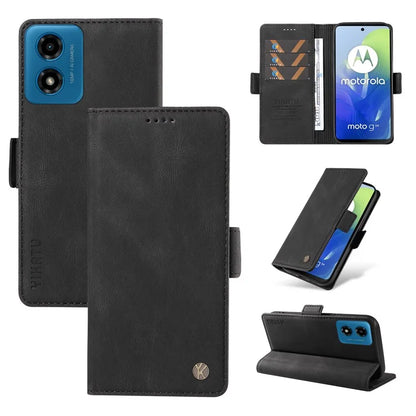 YIKATU YK-005 For Motorola Moto E14 4G / G04 4G / G04s 4G / G24 4G Case Soft Skin-Touch Leather Stand Phone Cover