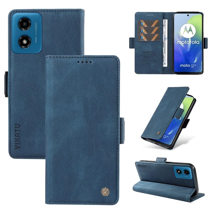 YIKATU YK-005 For Motorola Moto E14 4G / G04 4G / G04s 4G / G24 4G Case Soft Skin-Touch Leather Stand Phone Cover