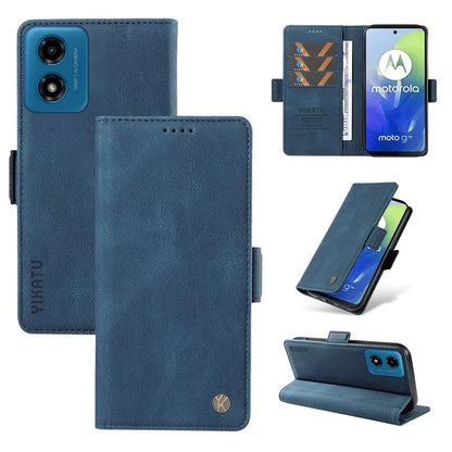 YIKATU YK-005 For Motorola Moto E14 4G / G04 4G / G04s 4G / G24 4G Case Soft Skin-Touch Leather Stand Phone Cover