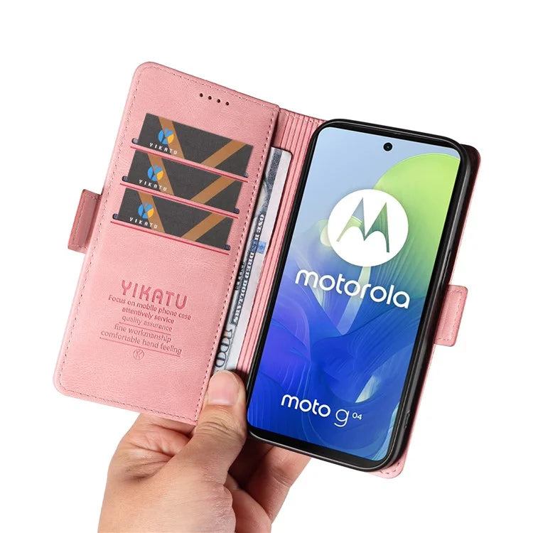 YIKATU YK-005 For Motorola Moto E14 4G / G04 4G / G04s 4G / G24 4G Case Soft Skin-Touch Leather Stand Phone Cover