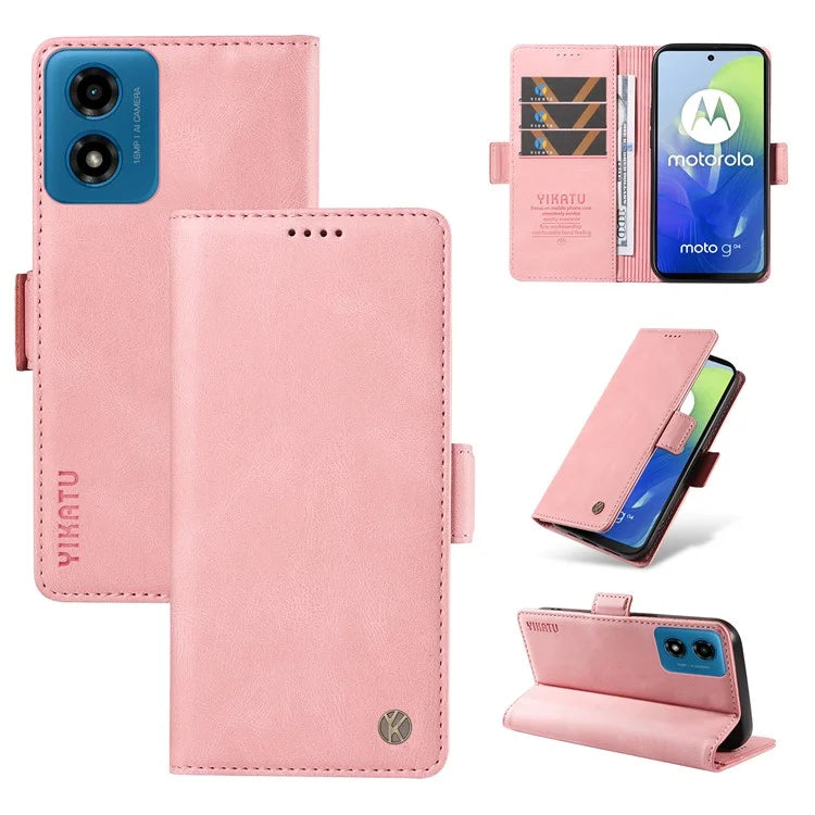 YIKATU YK-005 For Motorola Moto E14 4G / G04 4G / G04s 4G / G24 4G Case Soft Skin-Touch Leather Stand Phone Cover