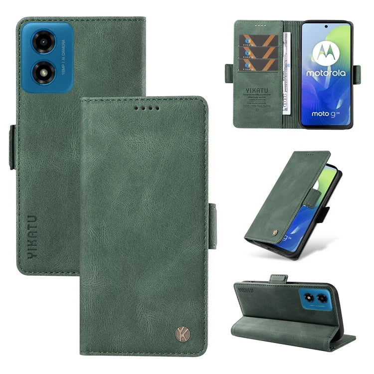 YIKATU YK-005 For Motorola Moto E14 4G / G04 4G / G04s 4G / G24 4G Case Soft Skin-Touch Leather Stand Phone Cover