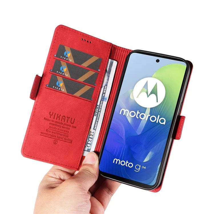 YIKATU YK-005 For Motorola Moto E14 4G / G04 4G / G04s 4G / G24 4G Case Soft Skin-Touch Leather Stand Phone Cover