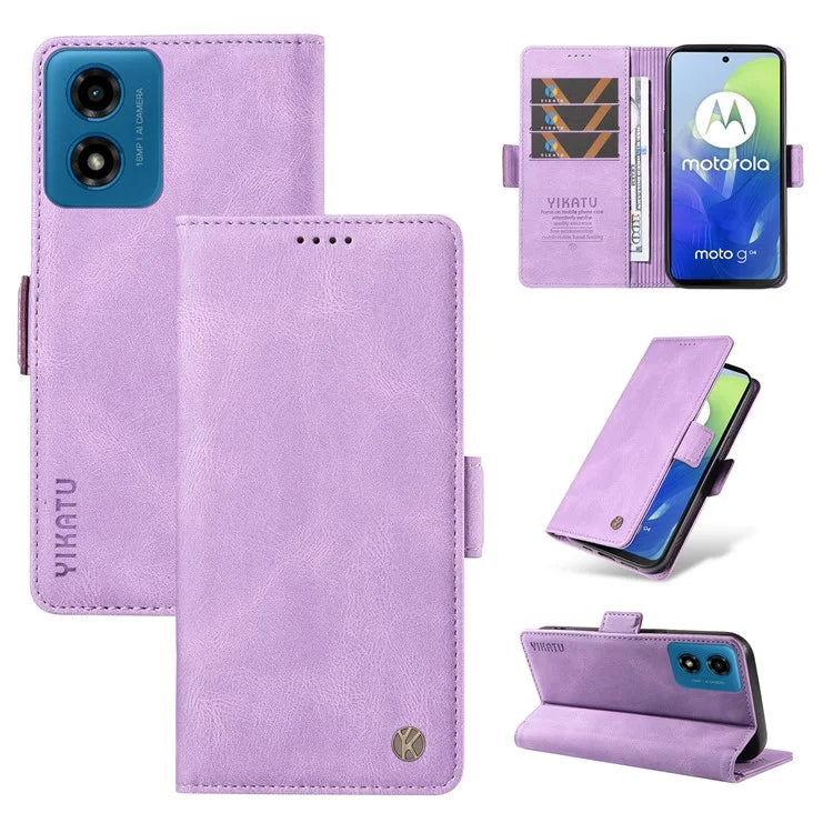 YIKATU YK-005 For Motorola Moto E14 4G / G04 4G / G04s 4G / G24 4G Case Soft Skin-Touch Leather Stand Phone Cover