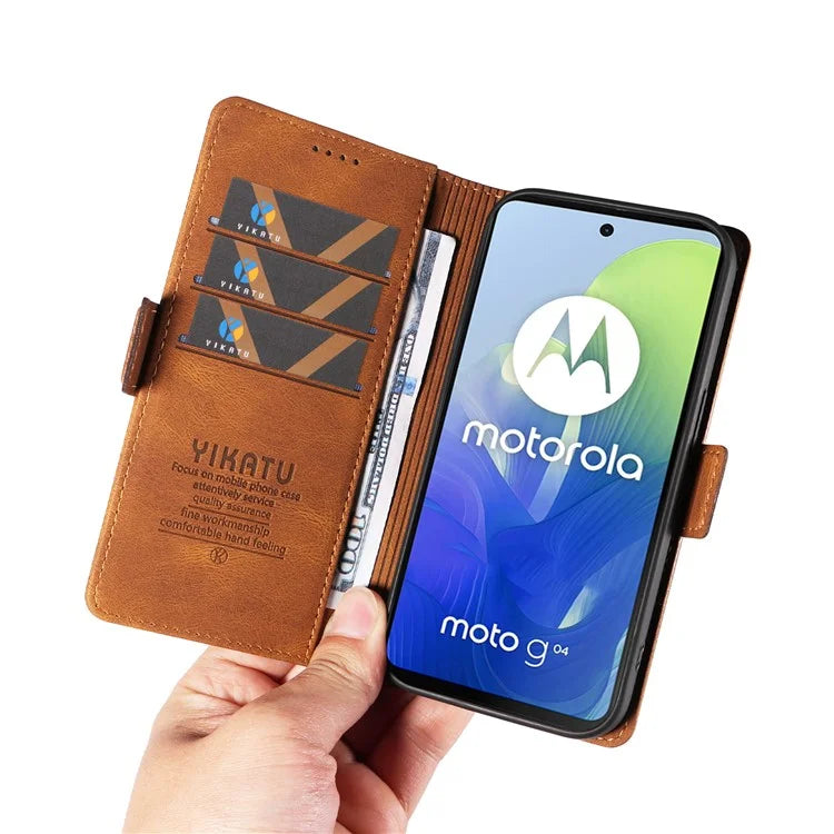 YIKATU YK-005 For Motorola Moto E14 4G / G04 4G / G04s 4G / G24 4G Case Soft Skin-Touch Leather Stand Phone Cover