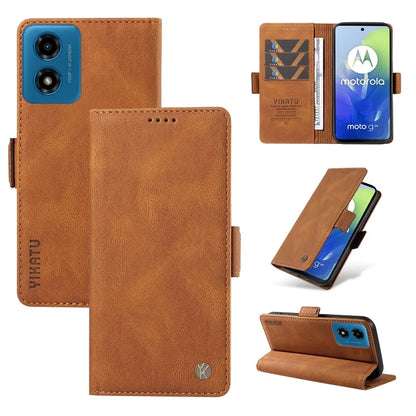 YIKATU YK-005 For Motorola Moto E14 4G / G04 4G / G04s 4G / G24 4G Case Soft Skin-Touch Leather Stand Phone Cover