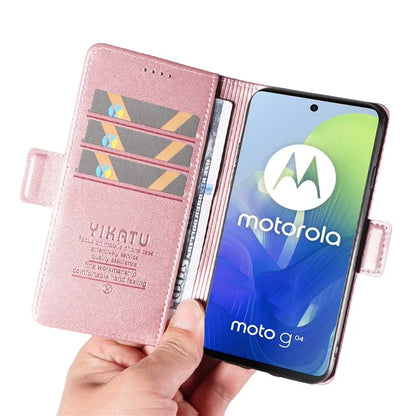 YIKATU YK-003 For Motorola Moto E14 4G / G04 4G / G04s 4G / G24 4G Case PU Leather Stand Shockproof Phone Cover