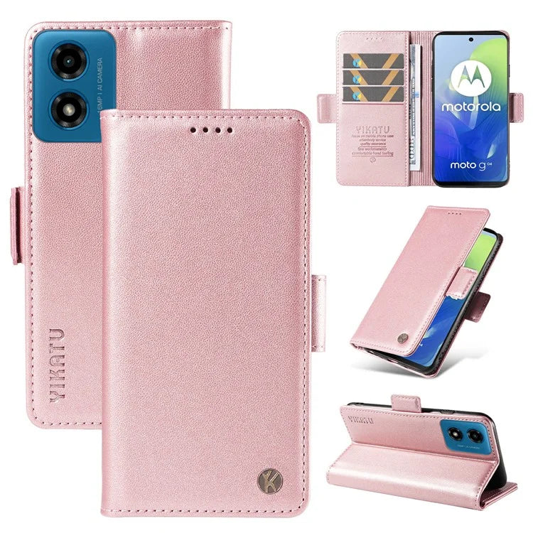 YIKATU YK-003 For Motorola Moto E14 4G / G04 4G / G04s 4G / G24 4G Case PU Leather Stand Shockproof Phone Cover