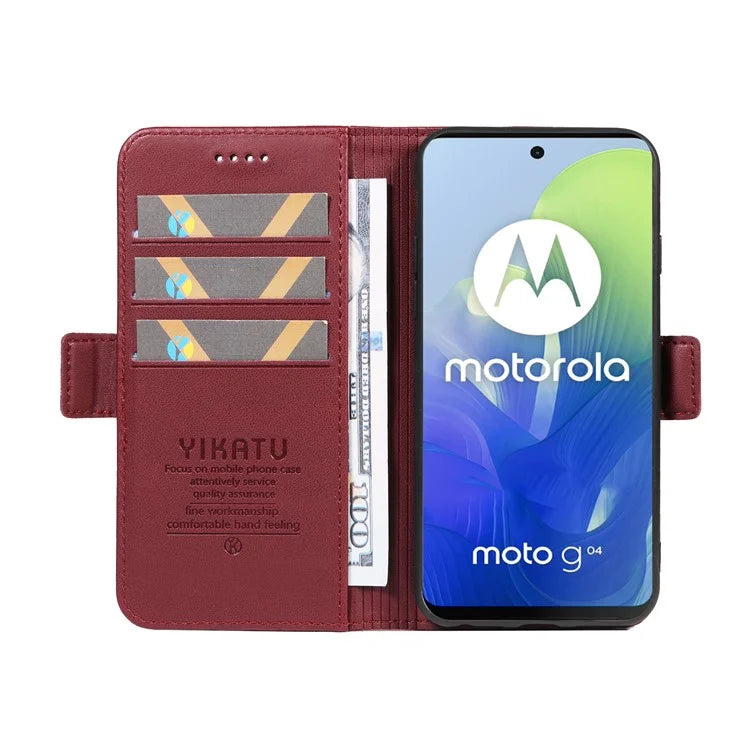 YIKATU YK-003 For Motorola Moto E14 4G / G04 4G / G04s 4G / G24 4G Case PU Leather Stand Shockproof Phone Cover