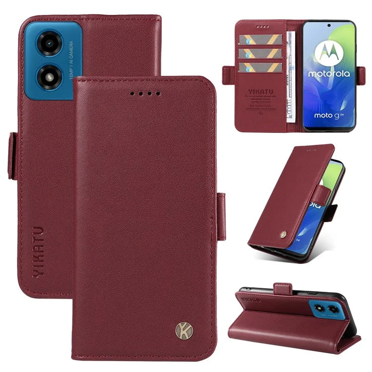 YIKATU YK-003 For Motorola Moto E14 4G / G04 4G / G04s 4G / G24 4G Case PU Leather Stand Shockproof Phone Cover