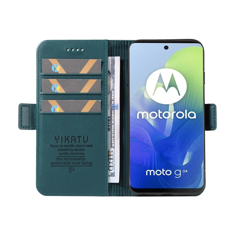 YIKATU YK-003 For Motorola Moto E14 4G / G04 4G / G04s 4G / G24 4G Case PU Leather Stand Shockproof Phone Cover