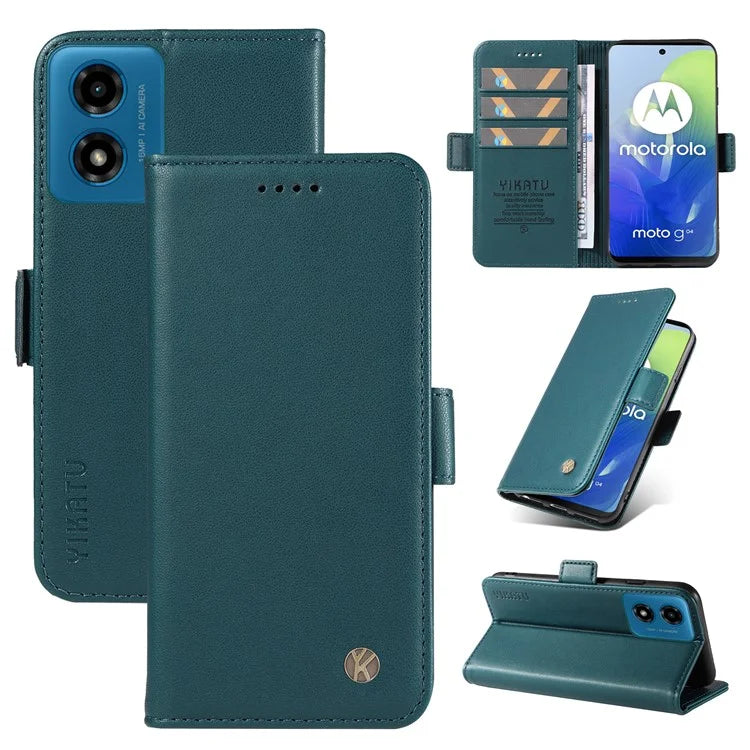 YIKATU YK-003 For Motorola Moto E14 4G / G04 4G / G04s 4G / G24 4G Case PU Leather Stand Shockproof Phone Cover