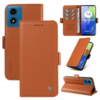 YIKATU YK-003 For Motorola Moto E14 4G / G04 4G / G04s 4G / G24 4G Case PU Leather Stand Shockproof Phone Cover