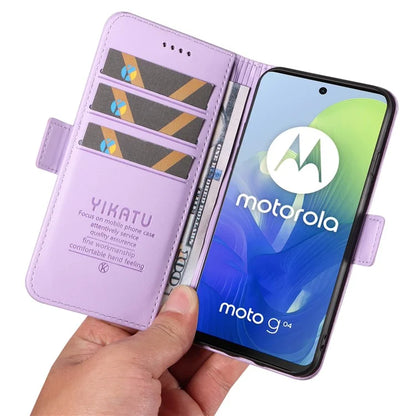 YIKATU YK-003 For Motorola Moto E14 4G / G04 4G / G04s 4G / G24 4G Case PU Leather Stand Shockproof Phone Cover
