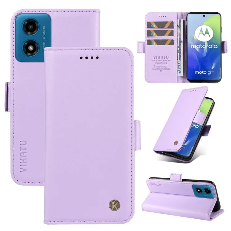 YIKATU YK-003 For Motorola Moto E14 4G / G04 4G / G04s 4G / G24 4G Case PU Leather Stand Shockproof Phone Cover