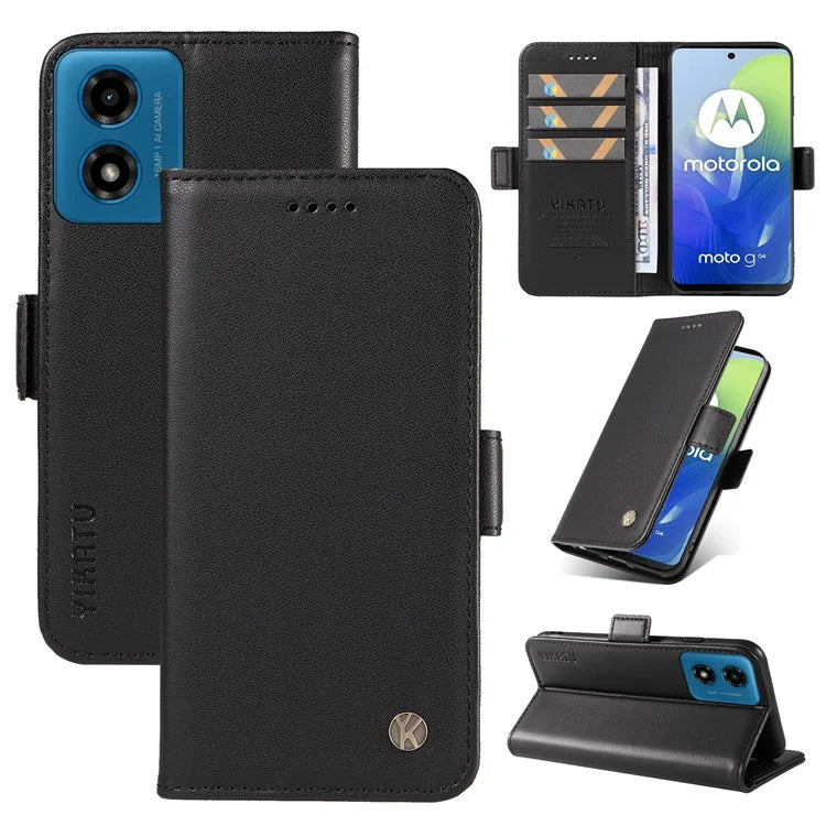 YIKATU YK-003 For Motorola Moto E14 4G / G04 4G / G04s 4G / G24 4G Case PU Leather Stand Shockproof Phone Cover