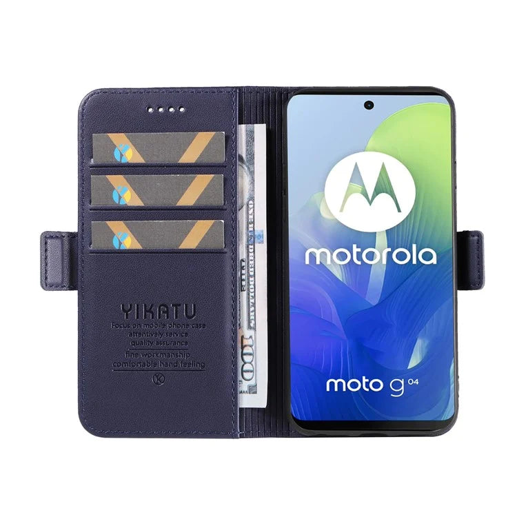 YIKATU YK-003 For Motorola Moto E14 4G / G04 4G / G04s 4G / G24 4G Case PU Leather Stand Shockproof Phone Cover