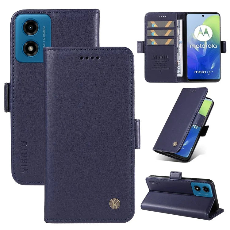 YIKATU YK-003 For Motorola Moto E14 4G / G04 4G / G04s 4G / G24 4G Case PU Leather Stand Shockproof Phone Cover