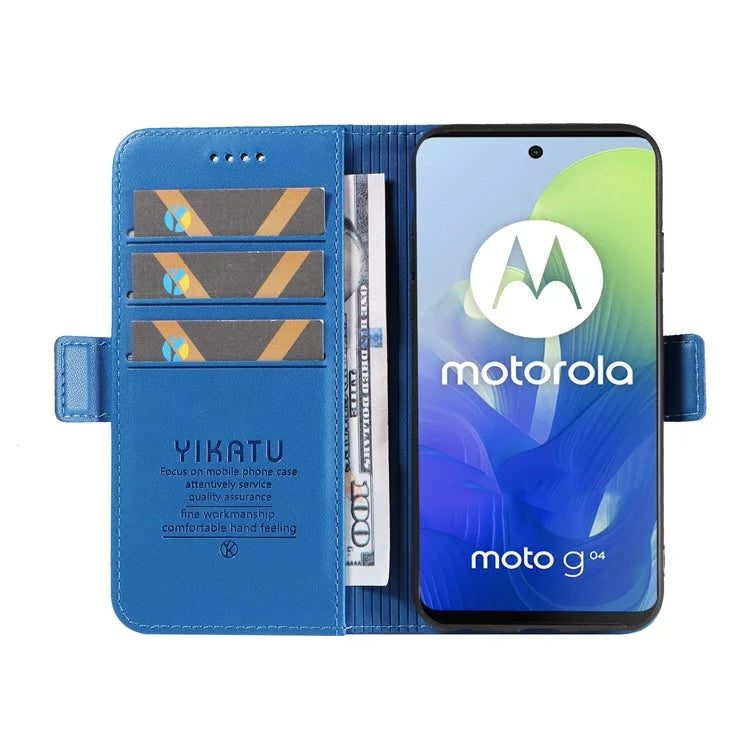 YIKATU YK-003 For Motorola Moto E14 4G / G04 4G / G04s 4G / G24 4G Case PU Leather Stand Shockproof Phone Cover