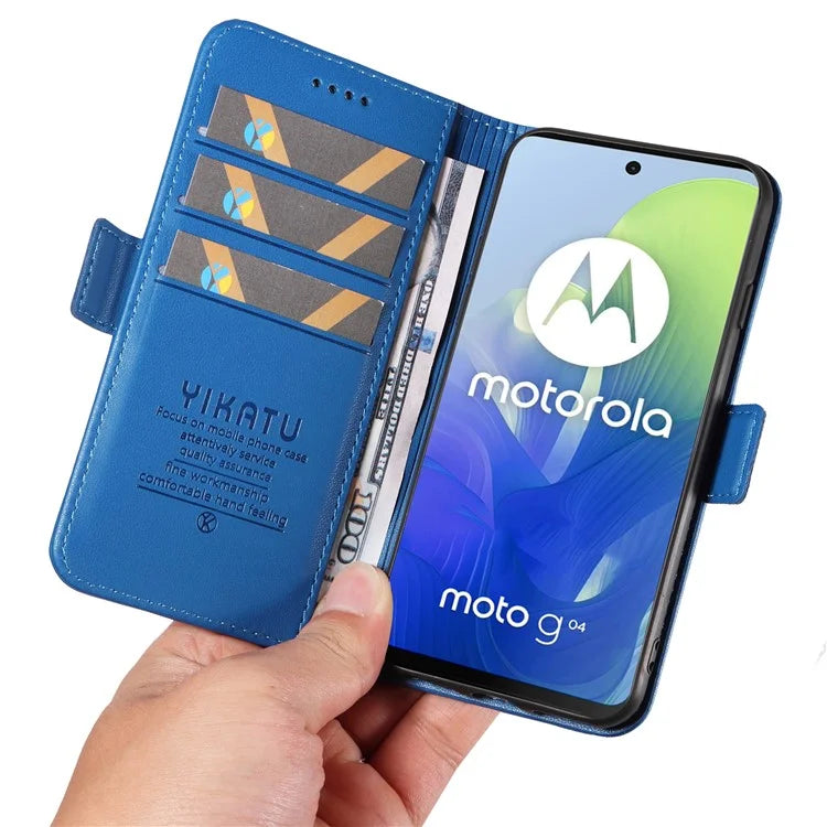 YIKATU YK-003 For Motorola Moto E14 4G / G04 4G / G04s 4G / G24 4G Case PU Leather Stand Shockproof Phone Cover