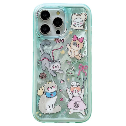 For iPhone 12 Pro Max Phone Case IMD Kitten Bunny Pattern TPU+PC Back Cover