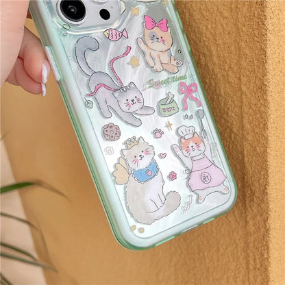 For iPhone 12 Pro Max Phone Case IMD Kitten Bunny Pattern TPU+PC Back Cover