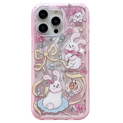 For iPhone 12 Pro Max Phone Case IMD Kitten Bunny Pattern TPU+PC Back Cover