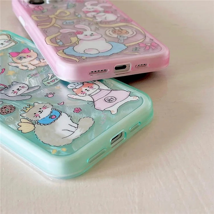 For iPhone 13 Pro Max Case TPU+PC IMD Cute Animal Pattern Phone Cover