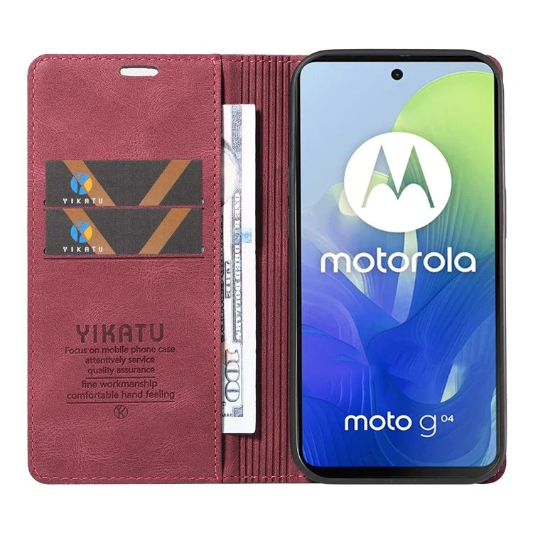 YIKATU YK-004 For Motorola Moto E14 4G / G04 4G / G04s 4G / G24 4G Case Flip Stand Skin-Touch Leather Phone Cover