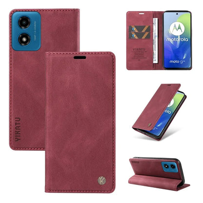 YIKATU YK-004 For Motorola Moto E14 4G / G04 4G / G04s 4G / G24 4G Case Flip Stand Skin-Touch Leather Phone Cover