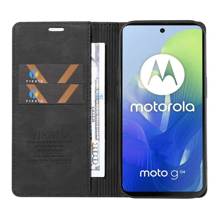 YIKATU YK-004 For Motorola Moto E14 4G / G04 4G / G04s 4G / G24 4G Case Flip Stand Skin-Touch Leather Phone Cover