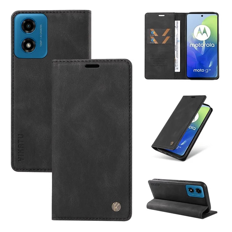 YIKATU YK-004 For Motorola Moto E14 4G / G04 4G / G04s 4G / G24 4G Case Flip Stand Skin-Touch Leather Phone Cover