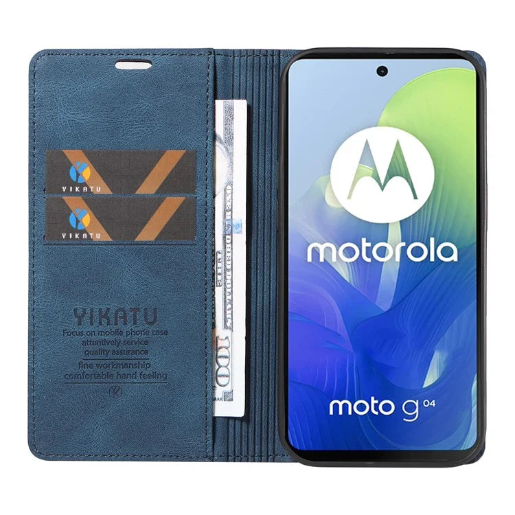 YIKATU YK-004 For Motorola Moto E14 4G / G04 4G / G04s 4G / G24 4G Case Flip Stand Skin-Touch Leather Phone Cover