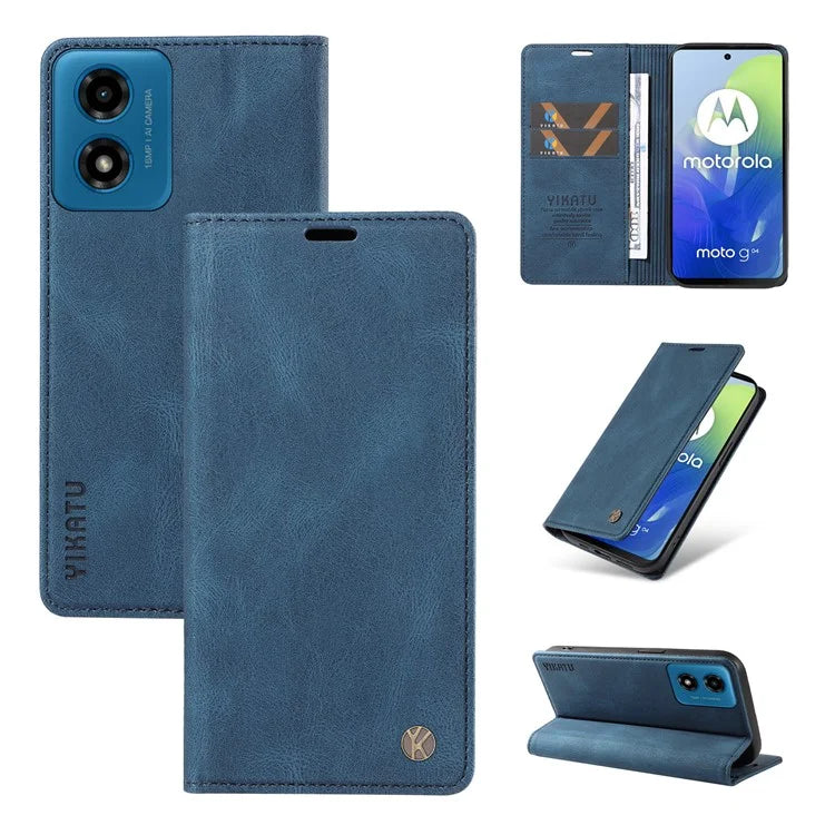 YIKATU YK-004 For Motorola Moto E14 4G / G04 4G / G04s 4G / G24 4G Case Flip Stand Skin-Touch Leather Phone Cover