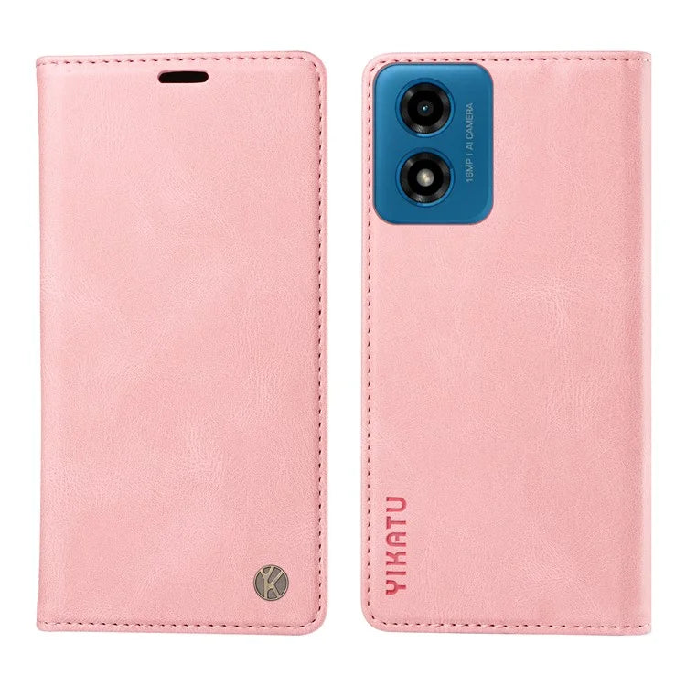 YIKATU YK-004 For Motorola Moto E14 4G / G04 4G / G04s 4G / G24 4G Case Flip Stand Skin-Touch Leather Phone Cover