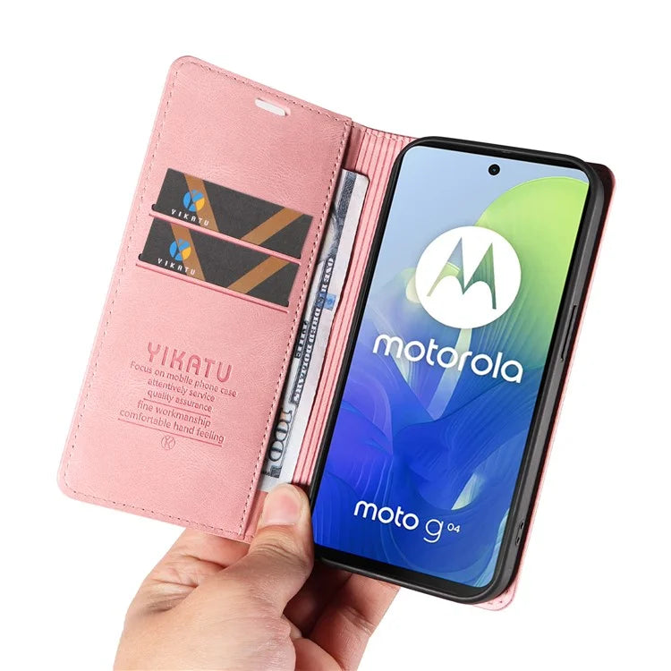 YIKATU YK-004 For Motorola Moto E14 4G / G04 4G / G04s 4G / G24 4G Case Flip Stand Skin-Touch Leather Phone Cover
