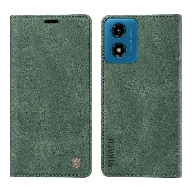 YIKATU YK-004 For Motorola Moto E14 4G / G04 4G / G04s 4G / G24 4G Case Flip Stand Skin-Touch Leather Phone Cover