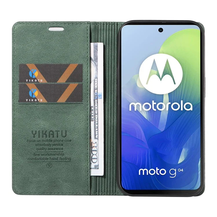 YIKATU YK-004 For Motorola Moto E14 4G / G04 4G / G04s 4G / G24 4G Case Flip Stand Skin-Touch Leather Phone Cover